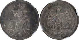MEXICO. Peso, 1873-Ch M. Chihuahua Mint. NGC AU-58.

KM-408. Rendering a lovely concoction of light and dark toning, this wonderful example vacillat...