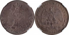 MEXICO. Peso, 1872-Pi O. San Luis Potosi Mint. NGC MS-63.

KM-408.7. Rather robustly struck, this charming product of San Luis Potosi provides much ...