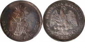 MEXICO. 50 Centavos, 1875-Do M. Durango Mint. PCGS MS-61.

KM-407.3. Far exceeding the norm for this type which is often encountered in rather ragge...