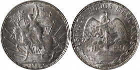MEXICO. Peso, 1911. Mexico City Mint. PCGS MS-62.

KM-453. Caballito type; short ray variety. Always a type that is popular with collectors, this mo...