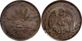 MEXICO. Chihuahua. Mint Error -- Reverse Planchet Flaw -- Peso, 1915-CHa FM. PCGS MS-63.

KM-619. Some minor lamination and planchet impurities are ...