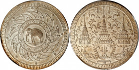 THAILAND. Baht, ND (1860). Rama IV. PCGS MS-62.

KM-Y-11. A handsome and nearly choice example, this Thai issue presents mostly frosty white surface...