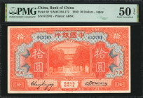 (t) CHINA--REPUBLIC. Bank of China. 10 Dollars, 1930. P-69. PMG About Uncirculated 50 EPQ.

Estimate: USD 75-125