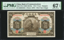 (t) CHINA--REPUBLIC. Bank of Communications. 5 Yuan, 1914. P-117n. PMG Superb Gem Uncirculated 67 EPQ.

Estimate: USD 100-200