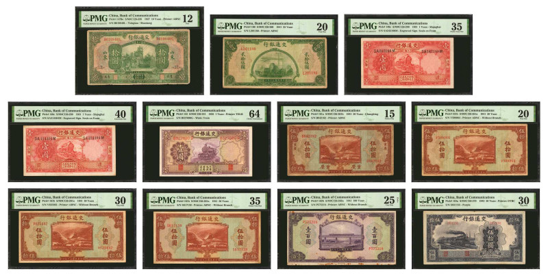 CHINA--REPUBLIC. Lot of (11). Bank of Communications. 1 to 100 Yuan, 1927-42. P-...