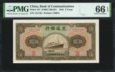 (t) CHINA--REPUBLIC. Lot of (3). Bank of Communications. 5 Yuan, 1941. P-157. Consecutive. PMG Gem Uncirculated 66 EPQ.

Estimate: USD 100-200