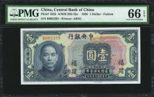 (t) CHINA--REPUBLIC. Central Bank of China. 1 Dollar, 1926. P-182b. PMG Gem Uncirculated 66 EPQ.

(S/M#C305-22a). Printed by ABNC. Fukien.

Estima...