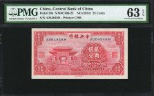 (t) CHINA--REPUBLIC. Central Bank of China. 25 Cents, ND (1931). P-204. PMG Choice Uncirculated 63 EPQ.

Estimate: USD 100-200