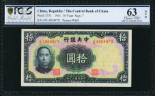 (t) CHINA--REPUBLIC. Central Bank of China. 10 Yuan, 1941. P-237c. PCGS GSG Choice Uncirculated 63 OPQ.

Estimate: USD 75-125