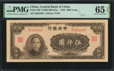 (t) CHINA--REPUBLIC. Central Bank of China. 5000 Yuan, 1945. P-306. PMG Gem Uncirculated 65 EPQ.

(S/M#C300-281a). Printed by TYPC.

Estimate: USD...