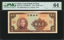 (t) CHINA--REPUBLIC. Central Bank of China. 10,000 Yuan, 1947. P-321. PMG Choice Uncirculated 64.

Estimate: USD 100-200