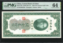 (t) CHINA--REPUBLIC. Lot of (3). Central Bank of China. 20 & 2000 Customs Gold Units, 1930-48. P-328, 340 & 357. PMG Choice Uncirculated 64 to Gem Unc...