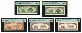 CHINA--REPUBLIC. Lot of (5). Central Bank of China. 500 to 10,000 Yuan, 1946-48. P-380a, 380b, 381, 384 & 386. PMG Choice About Uncirculated 58 to Cho...
