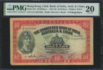 HONG KONG. The Chartered Bank of India, Australia & China. 10 Dollars, 1941-56. P-55c. PMG Very Fine 20.

2 printed signatures. Dated August 1st, 19...
