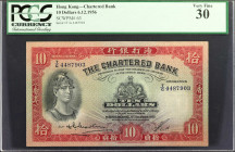HONG KONG. The Chartered Bank. 10 Dollars, 1956. P-63. PCGS Currency Very Fine 30.

Good color is noticed on this 10 Dollar note, for the assigned g...