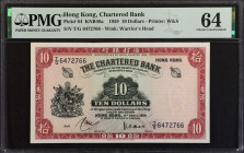 (t) HONG KONG. The Chartered Bank. 10 Dollars, 1959. P-64. PMG Choice Uncirculated 64.

Estimate: USD 100-200