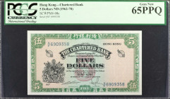 HONG KONG. The Chartered Bank. 5 Dollars, ND (1962-70). P-68c. PCGS Currency Gem New 65 PPQ.

Estimate: USD 125-250