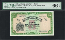 (t) HONG KONG. Lot of (3). The Chartered Bank. 5 & 10 Dollars, ND (1962-70). P-68c, 69 & 70c. PMG Gem Uncirculated 66 EPQ.

Estimate: USD 300-500