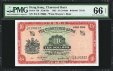 (t) HONG KONG. The Chartered Bank. 10 Dollars, 1962. P-70b. PMG Gem Uncirculated 66 EPQ.

Estimate: USD 300-500