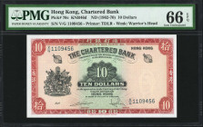 (t) HONG KONG. The Chartered Bank. 10 Dollars, ND (1962-70). P-70c. PMG Gem Uncirculated 66 EPQ.

Estimate: USD 100-200