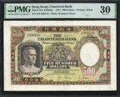 (t) HONG KONG. The Chartered Bank. 500 Dollars, 1977. P-72d. PMG Very Fine 30.

Printed by TDLR. Watermark of Woman's Head.

Estimate: USD 400-700