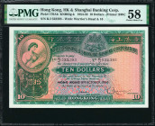 (t) HONG KONG. The Hong Kong & Shanghai Banking Corporation. 10 Dollars, 1954-58. P-179Ab. PMG Choice Uncirculated 58.

Estimate: USD 150-250