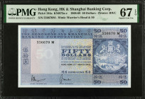 (t) HONG KONG. The Hong Kong & Shanghai Banking Corporation. 50 Dollars, 1968-1969. P-184a. PMG Superb Gem Uncirculated 67 EPQ.

Estimate: USD 200-4...