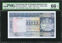 (t) HONG KONG. The Hong Kong & Shanghai Banking Corporation. 50 Dollars, 1982-83. P-184i. PMG Gem Uncirculated 66 EPQ.

Estimate: USD 75-150