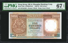 (t) HONG KONG. The Hong Kong & Shanghai Banking Corporation. 500 Dollars, 1989-92. P-195c. PMG Superb Gem Uncirculated 67 EPQ.

Dated January 1st, 1...