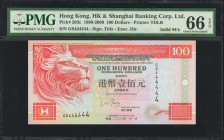 (t) HONG KONG. The Hong Kong & Shanghai Banking Corporation Limited. 100 Dollars, 1999-2000. P-203c. Solid 4 Serial Number. PMG Gem Uncirculated 66 EP...