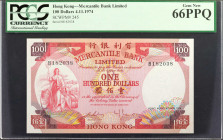 HONG KONG. Mercantile Bank Limited. 100 Dollars, 1974. P-245. PCGS Currency Gem New 66 PPQ.

Dated 4.11.1974.

Estimate: USD 250-450