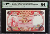 (t) HONG KONG. Mercantile Bank Limited. 100 Dollars, 1974. P-245. PMG Choice Uncirculated 64.

Estimate: USD 150-250