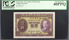 HONG KONG. Government of Hong Kong. 1 Dollar, ND (1935). P-311. PCGS Currency Extremely Fine 40 PPQ.

Fully original paper is noted on this popular ...