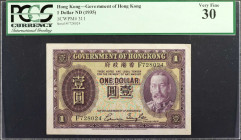 HONG KONG. Government of Hong Kong. 1 Dollar, ND (1935). P-311. PCGS Currency Very Fine 30.

Attractive color for the assigned grade.

Estimate: U...