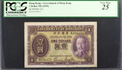 HONG KONG. Government of Hong Kong. 1 Dollar, ND (1935). P-311. PCGS Currency Very Fine 25.

PCGS Currency comments "Rust Stains."

Estimate: USD ...