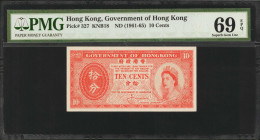 HONG KONG. Government of Hong Kong. 10 Cents, ND (1961-65). P-327. PMG Superb Gem Uncirculated 69 EPQ.

Estimate: USD 150-250