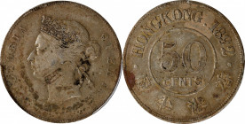 (t) HONG KONG. 50 Cents, 1892. London Mint. Victoria. PCGS Genuine--Environmental Damage, VF Details.

KM-9.1; Prid-9; Mars-C34.

Estimate: USD 10...