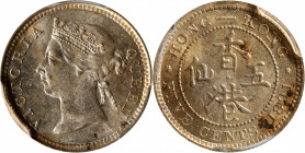 (t) HONG KONG. 5 Cents, 1891. London Mint. Victoria. PCGS MS-64.

KM-5; Prid-138; Mars-C8.

Estimate: USD 200-300