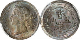 (t) HONG KONG. 5 Cents, 1898. London Mint. Victoria. PCGS MS-65.

KM-5; Prid-146; Mars-C8. 

Estimate: USD 100-200