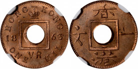 HONG KONG. Mil, 1863. London Mint. Victoria. NGC MS-64 Red.

KM-1; Prid-193; Mars-C1.

Estimate: USD 150-250