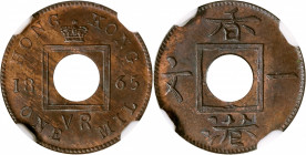 (t) HONG KONG. Mil, 1865. London Mint. Victoria. NGC MS-64 Red Brown.

KM-2; Prid-195; Mars-C1. Variety without hyphen. 

Estimate: USD 100-200