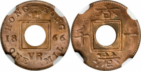 (t) HONG KONG. Mil, 1866. Heaton Mint. Victoria. NGC MS-65 Red Brown.

KM-3; Prid-197; Mars-C2.

Estimate: USD 300-450