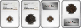 HONG KONG. Duo of Bronze Denominations (2 Pieces), 1865 & 1877. Victoria. Both NGC Certified.

1) Mil, 1865. AU-58 Brown. KM-2; Mars-C1. Variety wit...