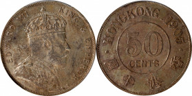 (t) HONG KONG. 50 Cents, 1905. London Mint. Edward VII. PCGS MS-62.

KM-15; Prid-15; Mars-C35.

Estimate: USD 400-600