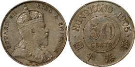 HONG KONG. 50 Cents, 1905. London Mint. Edward VII. PCGS AU-53.

KM-15; Prid-15; Mars-C35.

Estimate: USD 100-200