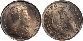 HONG KONG. 5 Cents, 1905-H. Heaton Mint. Edward VII. PCGS MS-65.

KM-12; Prid-154; Mars-C9.

Estimate: USD 100-150