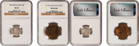 (t) HONG KONG. Duo of Minors (2 Pieces), 1902 & 1919. Both NGC Certified.

1) 10 Cents, 1902. London Mint. Edward VII. MS-63. KM-13; Mars-C19. 2) Ce...