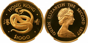 (t) HONG KONG. 1000 Dollars, 1977. Elizabeth II. NGC PROOF-68 Ultra Cameo.

KM-42; Fr-3. 

Estimate: USD 800-1200