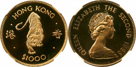 (t) HONG KONG. 1000 Dollars, 1986. Lunar Series, Year of the Tiger. Elizabeth II. NGC PROOF-68 Ultra Cameo.

KM-54; Fr-12.

Estimate: USD 800-1200