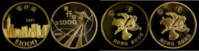 (t) HONG KONG. Gold 1000 Dollar Proof Set (2 Piece), 1997-98. Llantrisant Mint. Return of Hong Kong to China. Average Grade: GEM PROOF.

1) 1997. KM...
